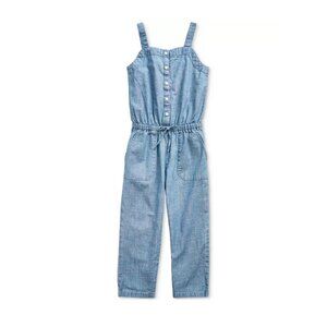 NEW! Polo Ralph Lauren Chambray Jumpsuit Button Front Blue Girls SZ 6-7 Years
